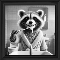 B&W Racoon Morning Routine II Picture