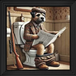 Border Terrier Bathroom Reading Picture