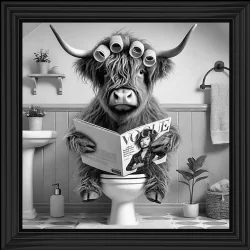 Cow Bathroom Reading Picture
