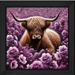 Cow in Pink Flower Field Picture