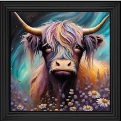 Cow in White Flowers Picture