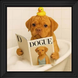 French Mastiff Reading Magazine Picture