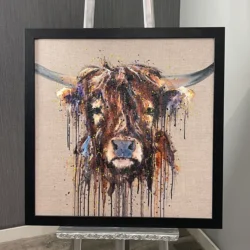 Highland Cow Colourful Drips