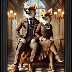 Smartly Dressed Corgi Couple