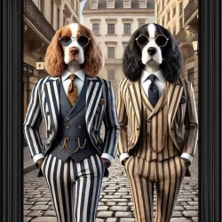 Smartly Dressed King Charles Spaniel Walking Picture