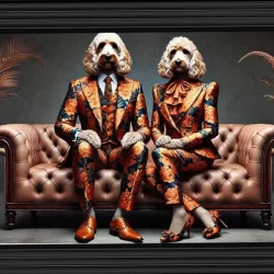 Vintage style Cockapoo Couple